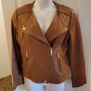 Michael Kors Moto Genuine Leather Jacket size L